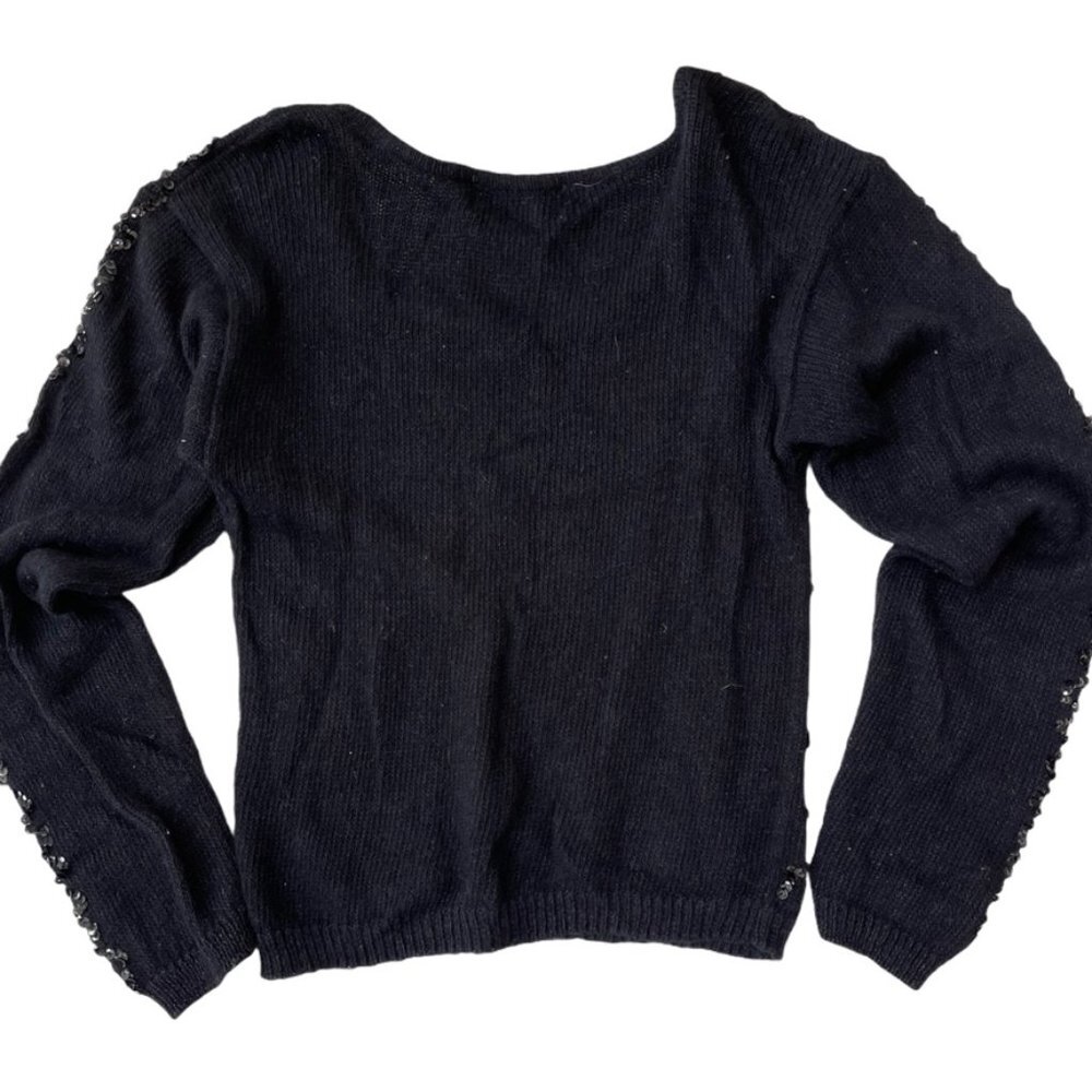 Vintage Samantha Starr Angora Black Sequin Sweater - Picture 2 of 8